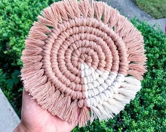 Boho Chic Macrame Drink Coaster | Colorblock Drink Coaster