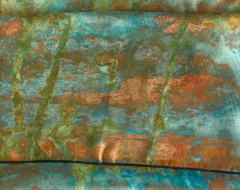 Square chiffon art scarf, 90x90 cm shawl, abstract print scarf in green blues oranges, scarf for mum, scarf gift for friend, summer hijabs