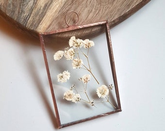 Pressed Flower Frame with Babys breath, Gypsophila, Mothers Day Gift idea, Newborn, anniversary, Bridesmaid, wedding favours, baby shower