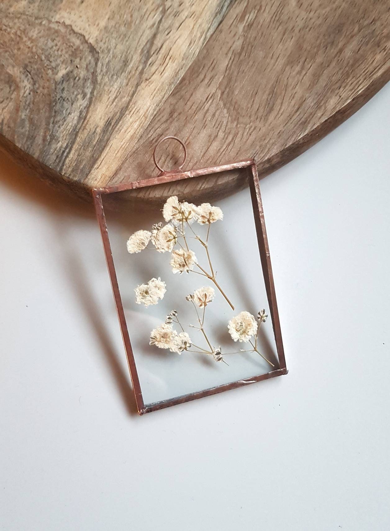 Pressed Flower Frame with Babys breath, Gypsophila, Mothers Day Gift idea, Newborn, anniversary, Bridesmaid, wedding favours, baby shower