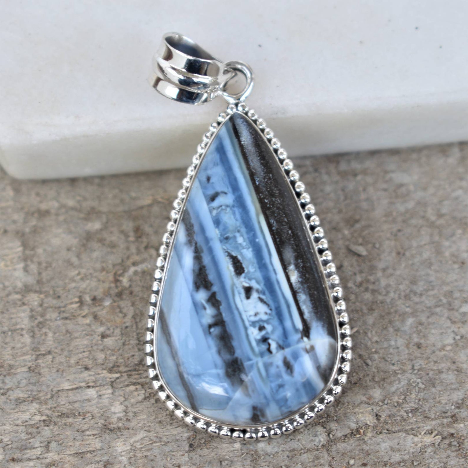 Blue opal Pendant Handmade Pendant Sterling Silver Pendant | Etsy