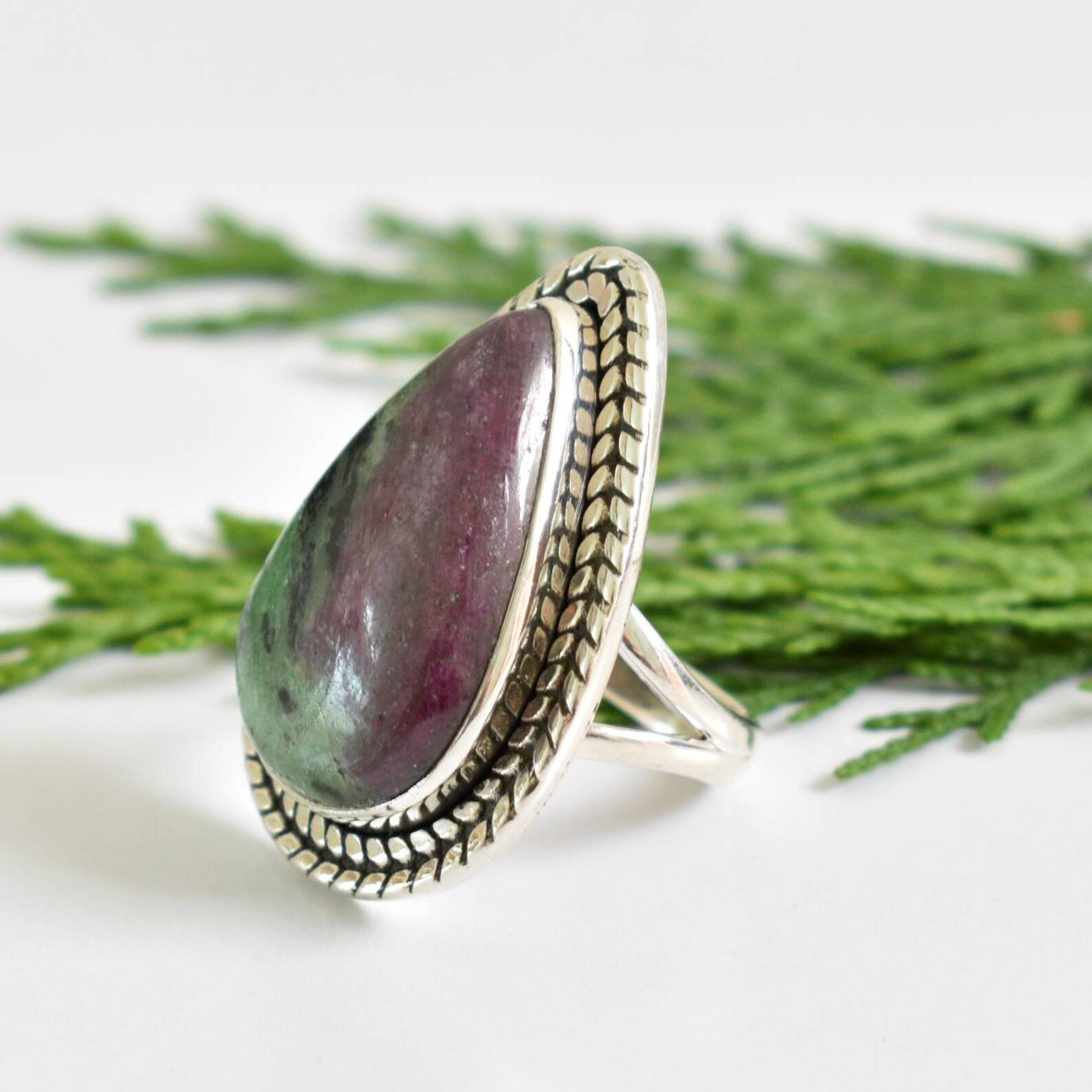 Ruby Zoisite Ring 925 Sterling Silver Ring Handmade Ruby Etsy