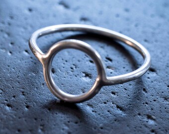 Geometric figure ring Circle ring Silver adjustable ring