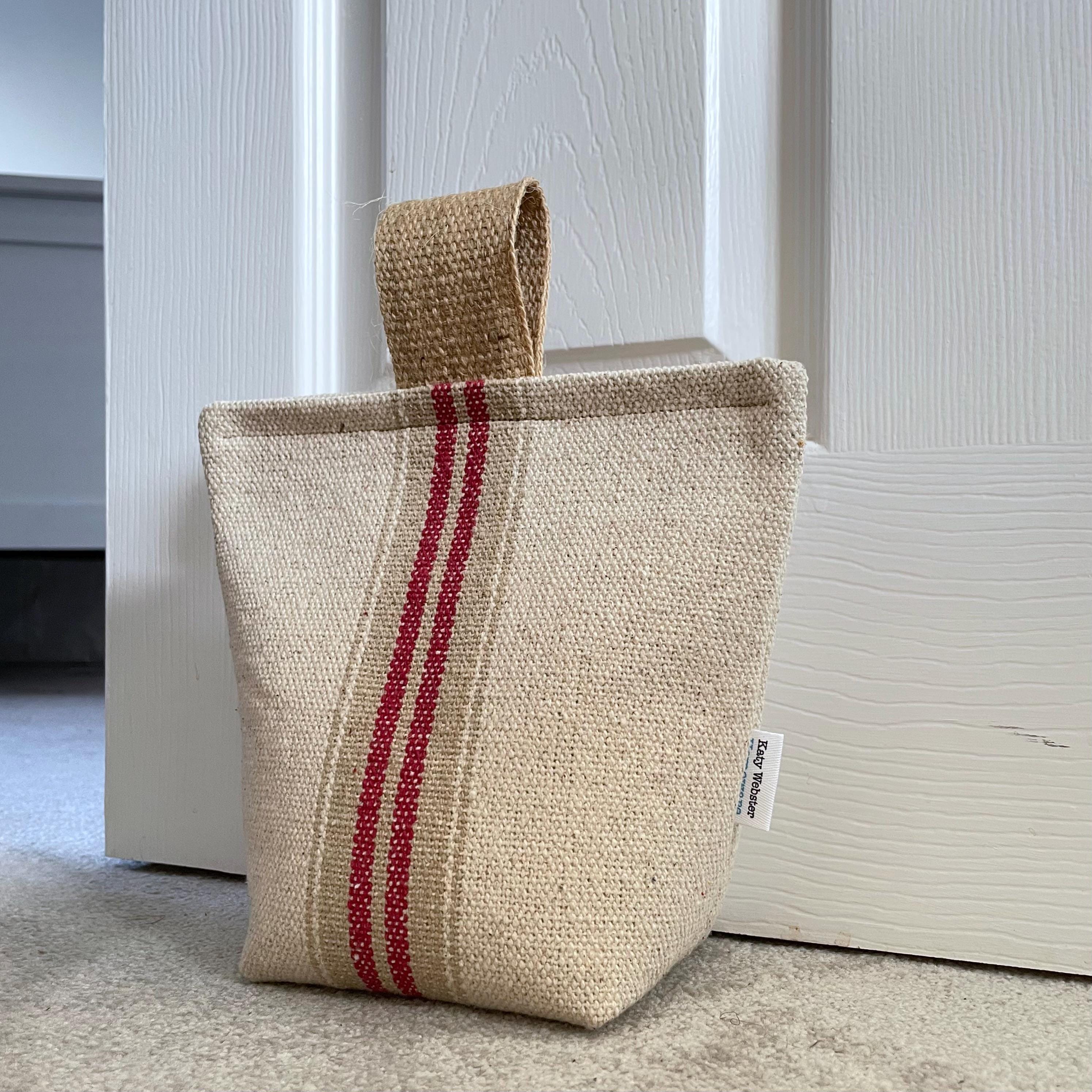 Open Door Décor 'At The Beach' Door Stopper – 5" X 6" Beige Fabric, 2 Lbs, Jute Rope Handle, Beach-Themed Home Decor Accessory