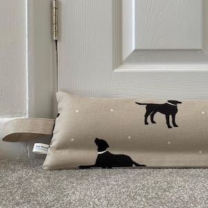 Black Lab Weighted Draught Excluder - Washable Draft Excluder - 90 cm - 100 cm - 115 cm - 120 cm