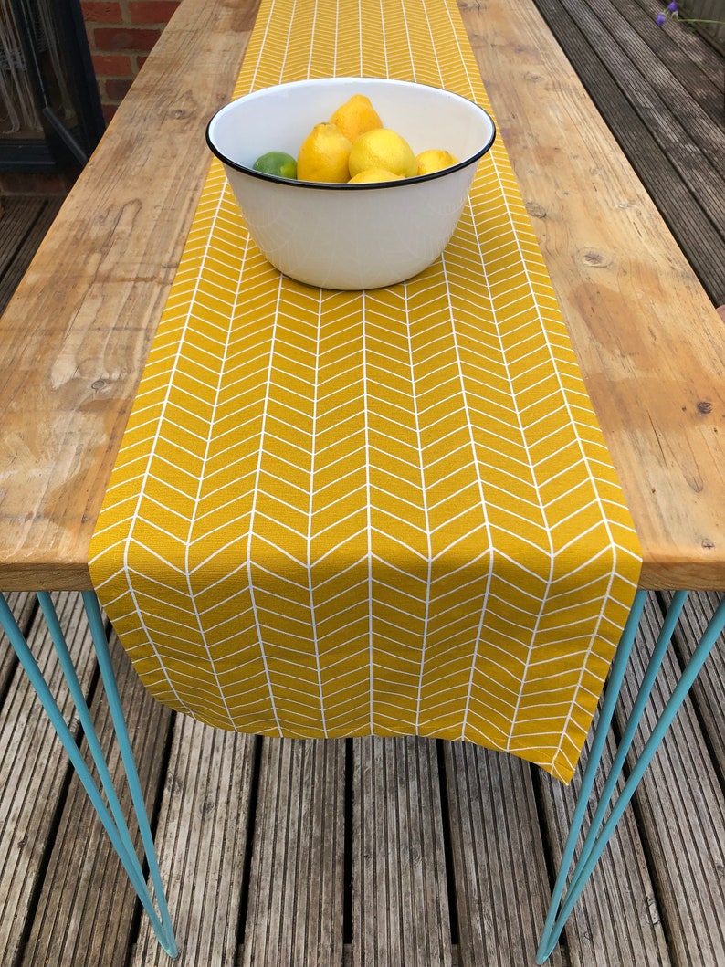 Yellow Table Runner Herringbone Runner Mustard Table Etsy