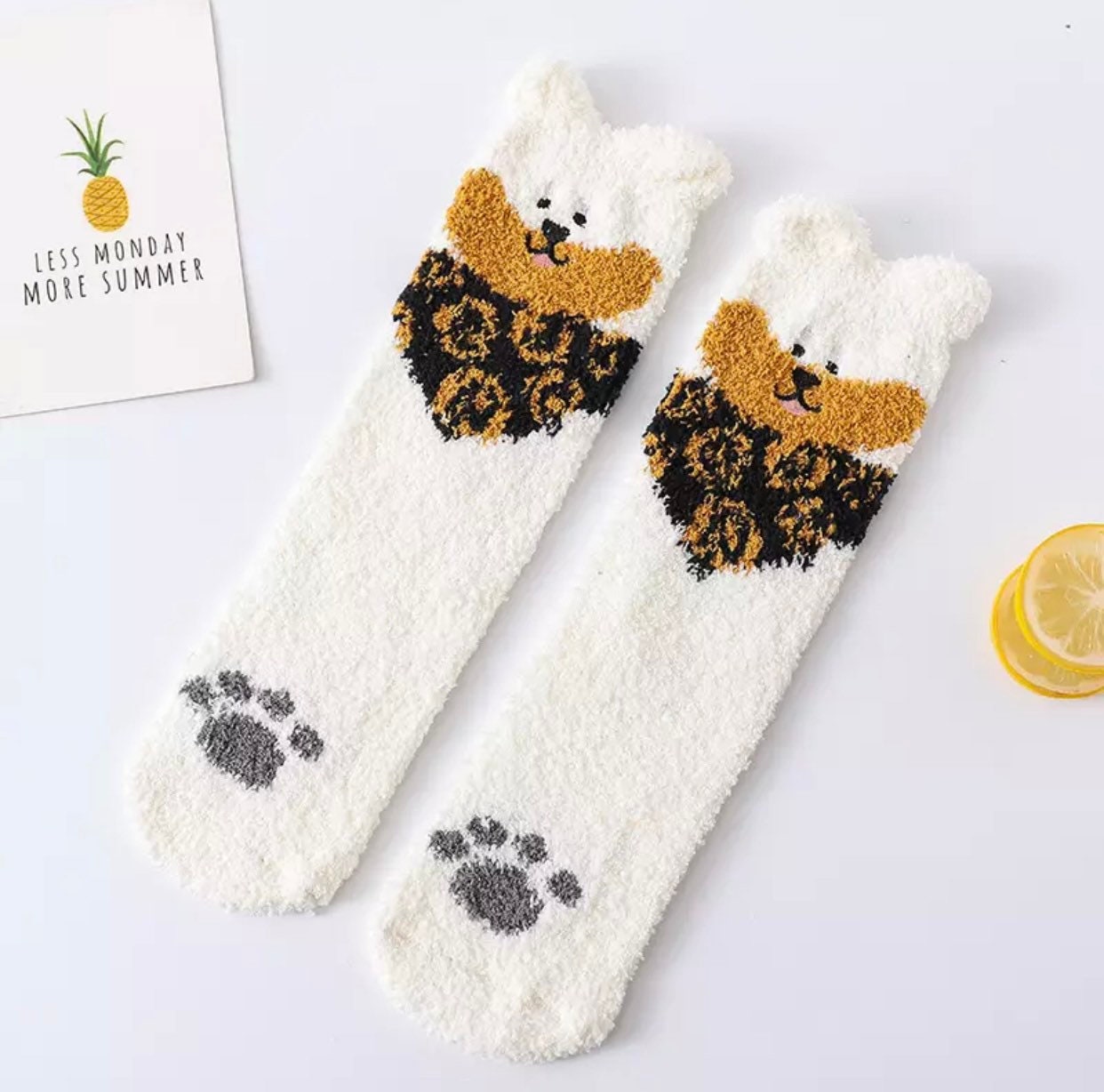 Cute Fluffy Dog Women Socks Dog Paw Socks Gift for Mom Etsy