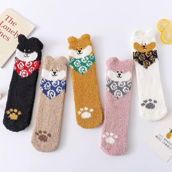 Cute Fluffy Dog Women Socks Dog Paw Socks Gift for Mom Etsy