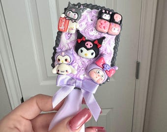 Süße Lila und Schwarze Dekoden Haarbürste Kawaii