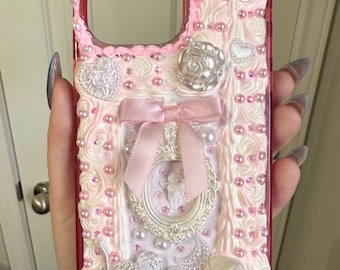 Decoden Pink/Weiß Coquette Engel Handyhülle