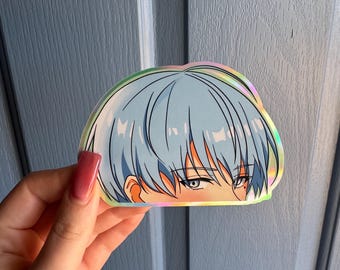 Anime Heroic Leader Holographic Peeker Sticker