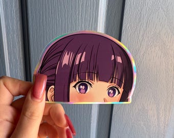 Anime Purple Mage Holographic Peeker Sticker