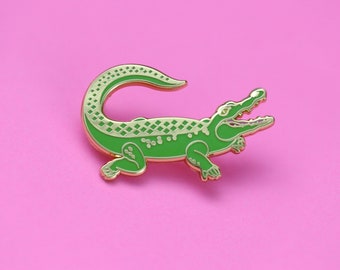 Alligator Enamel Pin – Hard Enamel, Gold Plated