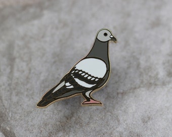 New York Pigeon Enamel Pin: Gold Plated Bird Lapel Pin