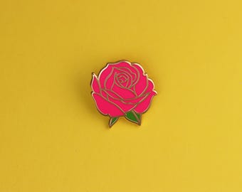 Harde emailpin roze roos - emaille reversspeld - eenvoudige rode roos pin