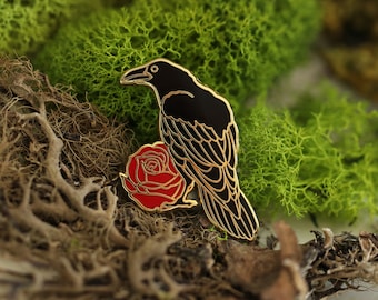 Raven Hard Enamel Pin: Crow Lapel Pin
