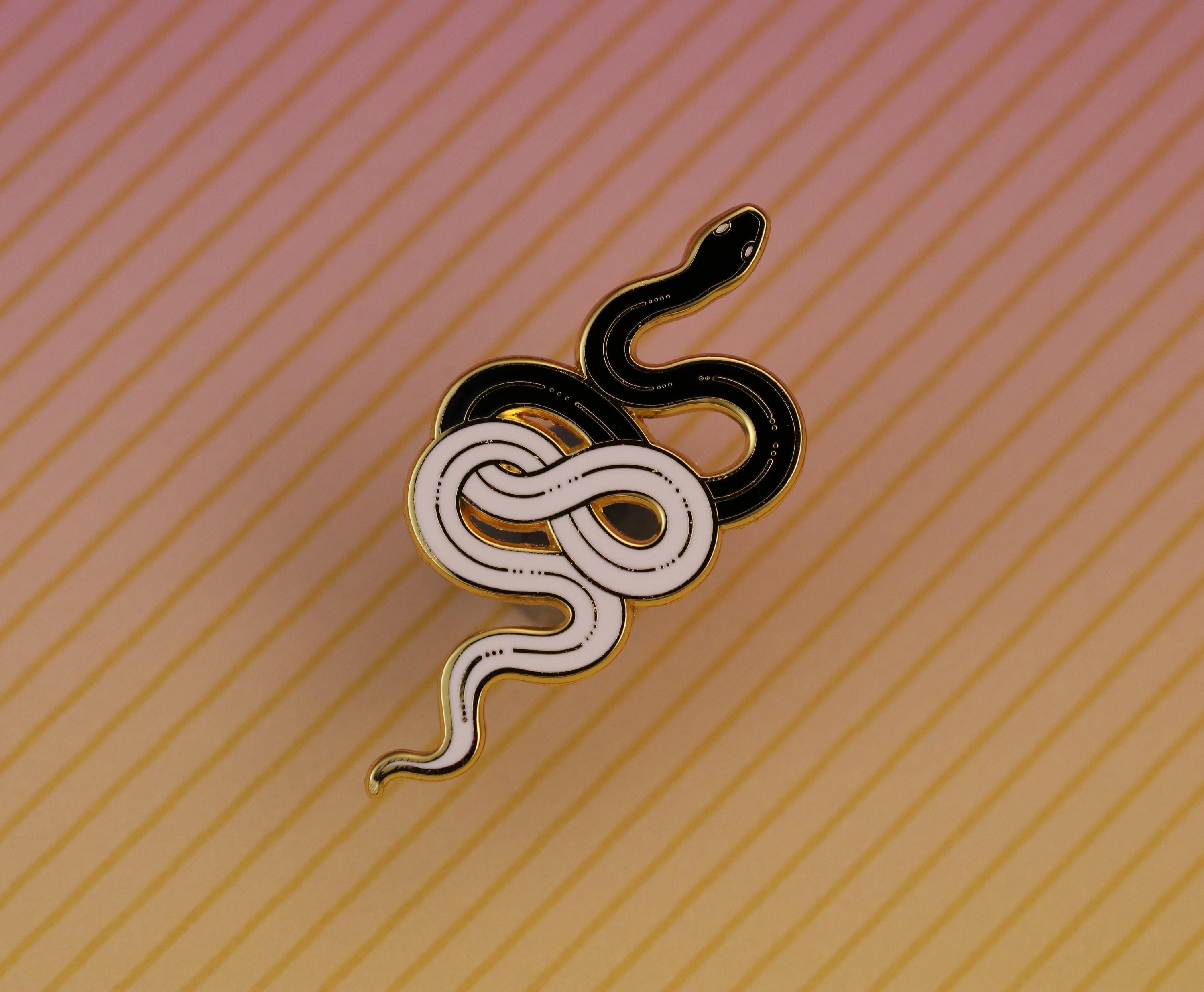 Snake Key Pin Gold-plated Snake Enamel Pin: Serpent Lapel Pin - Pinbeast Studio - Etsy