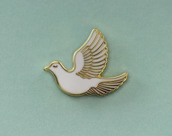 Épingle en émail dur White Dove Bird - épinglette en émail - Épingle en émail oiseau de la paix