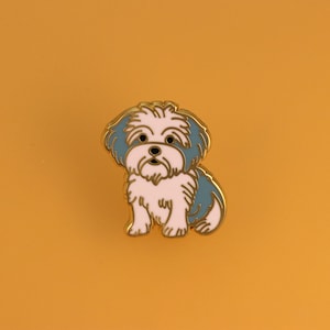 Maltese Dog hard enamel pin - enamel lapel pin - Dog enamel pin