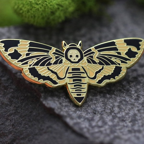 Death's-head hawkmoth hard enamel pin - enamel lapel pin - Moth enamel pin