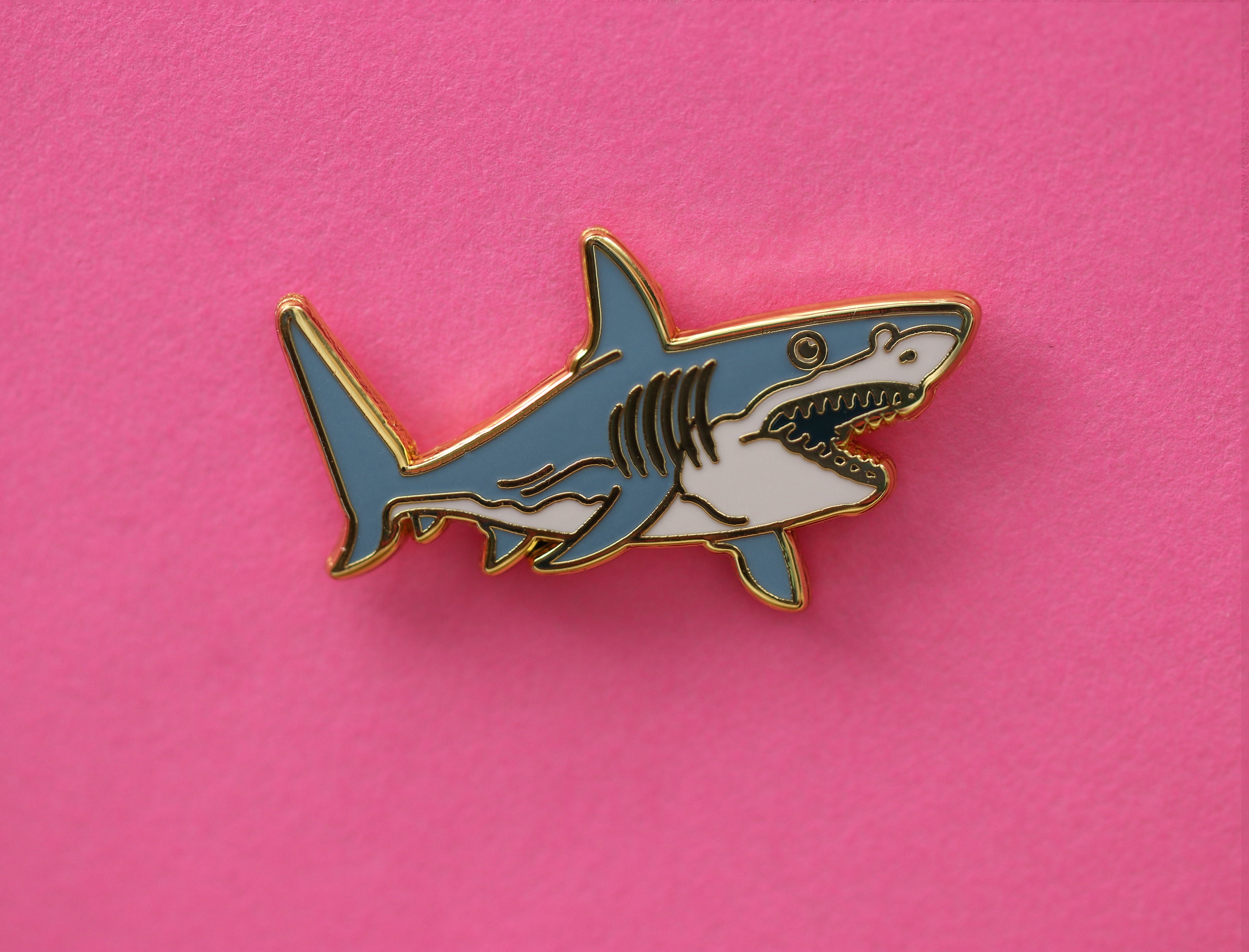 Shark Pushpins Gold Finish - Set Of 10 Handcrafted Pewter Thumbtacks For Corkboards