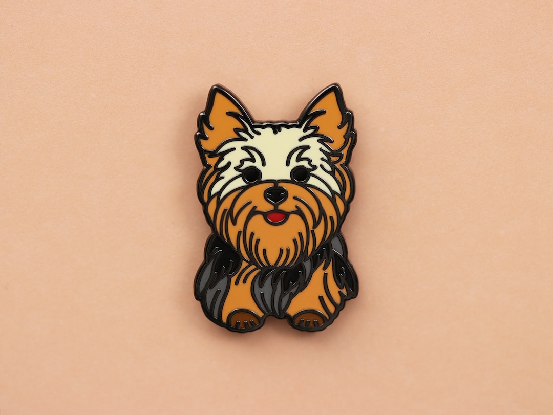 Yorkshire Terrier Enamel Pin: Gold Finish Yorkie Dog Lapel Pin
