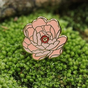 Peony Enamel Pin - Flower Enamel Pin-  enamel lapel pin