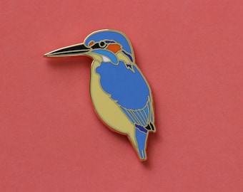Kingfisher Enamel Pin: Gold Plated Bird Lapel Pin