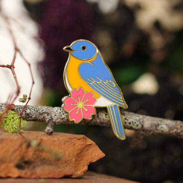 Bluebird enamel pin - enamel lapel pin -
