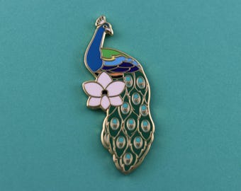 Pin esmaltado de pavo real – Pin de solapa de ave chapado en oro