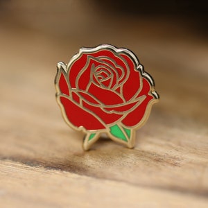 Red Rose hard enamel pin - enamel lapel pin - Simple Red Rose pin