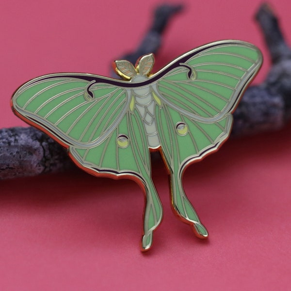 Luna Moth enamel pin - enamel lapel pin -