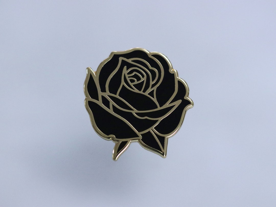 Single Rose Pin Black Rose Hard Enamel Pin - Enamel Lapel Pin - Simple Red Rose Pin - Etsy
