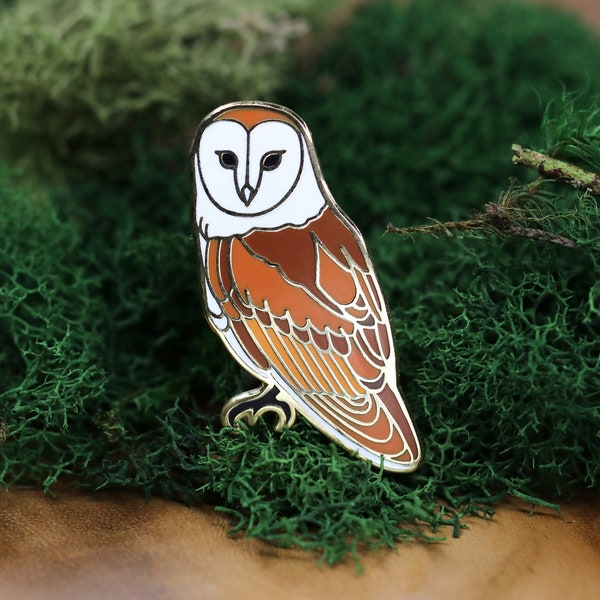 Barn Owl Enamel Pin - Bird Enamel Pin-  enamel lapel pin