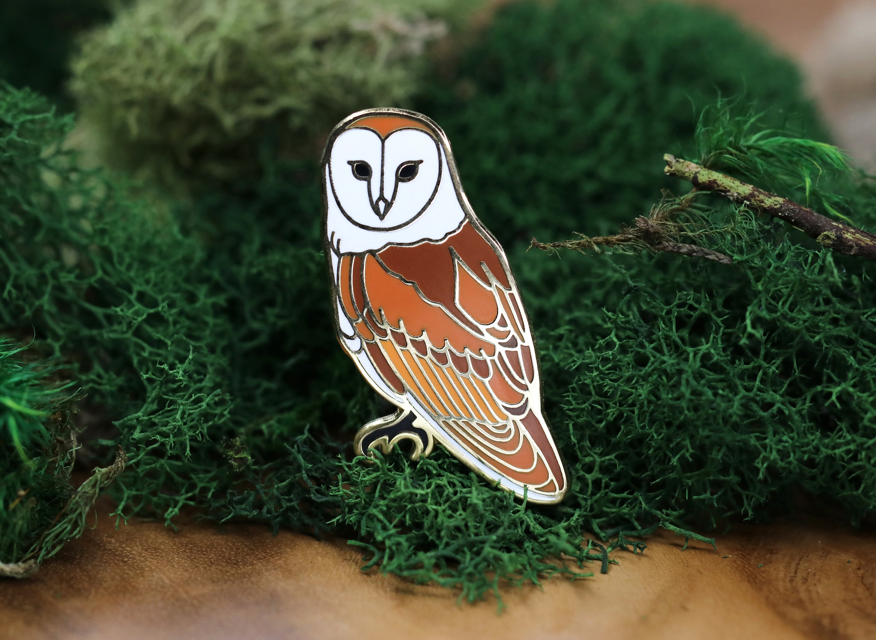 Barn Owl Enamel Pin: Gold Plated Bird Lapel Pin