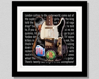 Joe Strummer Clash Inspired Limited Edition Gallery Quality Punk Rock Guitar Guitar Print - Iconic Vintage Custom Telecaster Gift