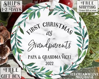 grandparents first christmas - personalized christmas ornament for grandparents - new grandparent christmas gift ideas - OR017