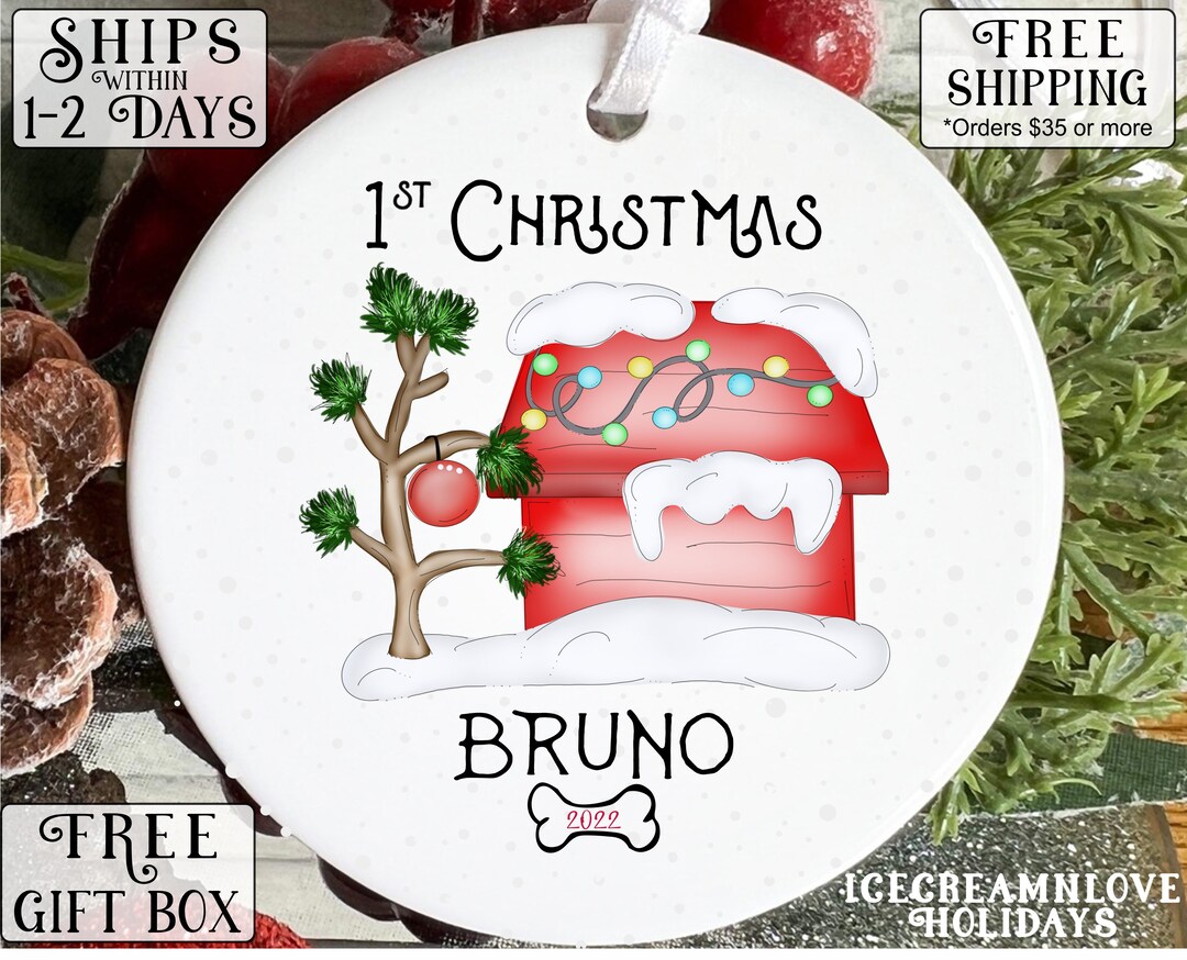 Personalized Dog Ornament Dog's First Christmas Ornament Personalized Puppy Christmas Ornament ...