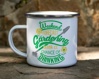Regalo divertido para jardineros Jardinería Taza Esmalte Café al aire libre al aire libre Taza de té para mamá papá Jardineros Regalos de Navidad Hombres Damas