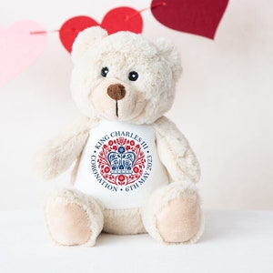 King Charles III Coronation Teddy Bear The Kings Official Emblem Gift Keepsake 6th May 2023 Souvenir Memorabilia Soft Toy For Girls Boys