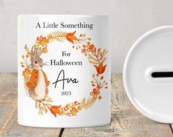 Personalised First Halloween Gift for Baby, Keepsake for Baby Girl or Boy, 1st Halloween Money Box/Piggy Bank