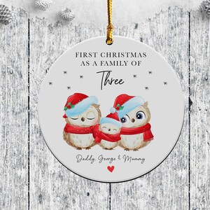 Personalised First Christmas As Family Of 3, Bauble, Xmas Decoration, Christmas Gift, Family Names Ornament, Custom Family Keepsake, 2024