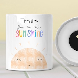 Gift For Boys Girls Personalised You Are My Sunshine Piggy Bank Custom Name Money Box Babies Keepsake Nursery Bedroom Decor Gifts Present