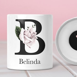 Spardose für Mädchen Personalisierter benutzerdefinierter Name und Anfangsblumengeschenke Spardose Mädchen-Frauen Wohnkultur Schlafzimmer Sparglas Geburtstagsgeschenke