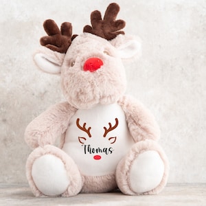 Reindeer Teddy with Custom Name, Personalised Soft Toy, Christmas Gift For Kids, Girls, Boys, Xmas Present, Stocking Filler