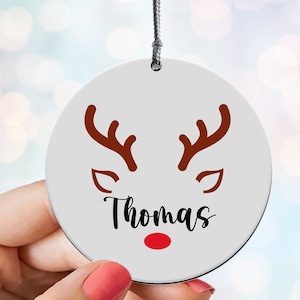 Personalised Christmas Bauble For Kids, Custom Name, Reindeer Ornament, First Christmas Gift, Christmas Tree Decoration, Xmas 2024