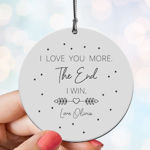 Valentines Day Gift For Him or Her Personalised I Love You More Hanging Ornament Wooden Sign Boyfriend Girlfriend Valentine&#39;s Husband Wife