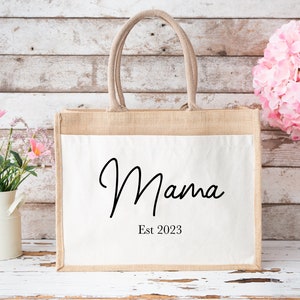 Personalised Mama Bag, Jute Bag For Mums, Custom Tote Bags, New Mum Gift, Mother's Day Gift Bag, Mummy Present