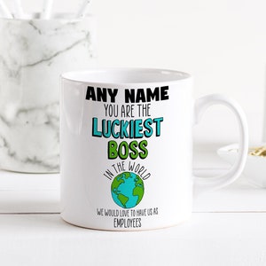 Personalised Luckiest Boss In The World Mug, Custom Name, Funny Gift For Boss, Coffee Mug, Tea Cup