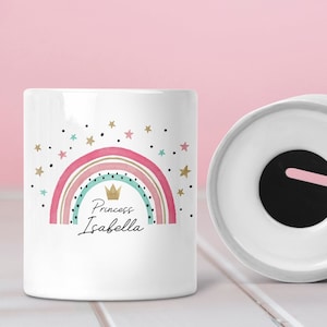 Personalisierte Spardose, Benutzerdefinierter Name, Prinzessin, Geschenk für Mädchen, Sparschwein, Spardose